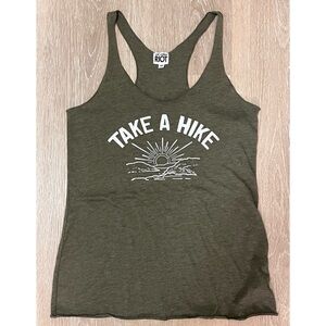 Olive Green Tank Top - 'Take a Hike' Graphic